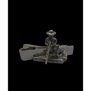 Vintage Tie Clip Bar Sarah Coventry Huckleberry Huck Finn Tom Sawyer Dog on Raft